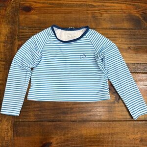 PRODOH RASHGUARD SWIM SHIRT IN Stripe BLUE Size 4T Cropped.